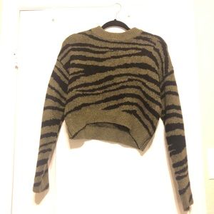 Zebra Print Cropped Sweater